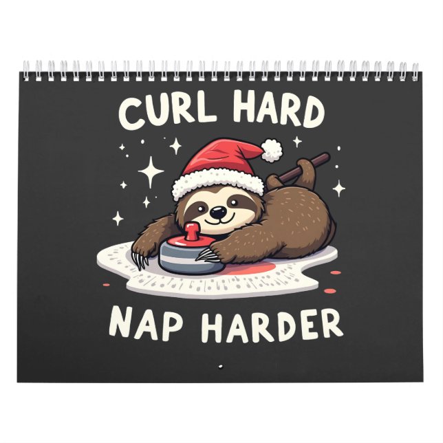 Curl Hard Nap Harder Curling Sport Sloth Xmas  Calendar (Cover)