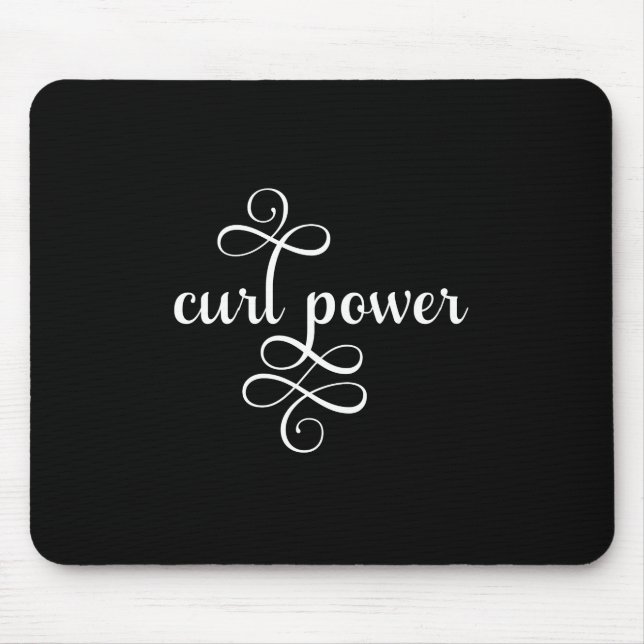 Curl Power Black and White Curly Hair Mouse Pad (Front)