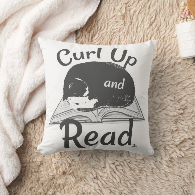 Curl Up Read Cat Cool Reading Love Art Cushion (Blanket)
