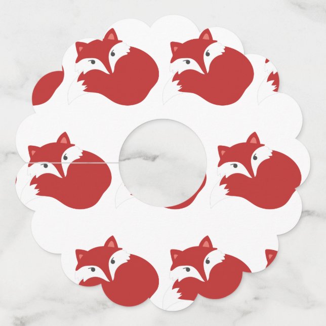 Curled Fox Wine Glass Tag (Front)