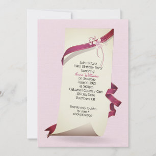 Curled Paper 104th Birthday invite
