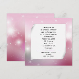 Curled Paper on Bokeh Stars Invitation