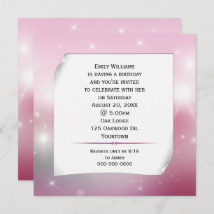 Curled Paper on Bokeh Stars Invitation