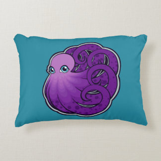 Curled Purple Spotted Octopus Ink Drawing Design Decorative Cushion