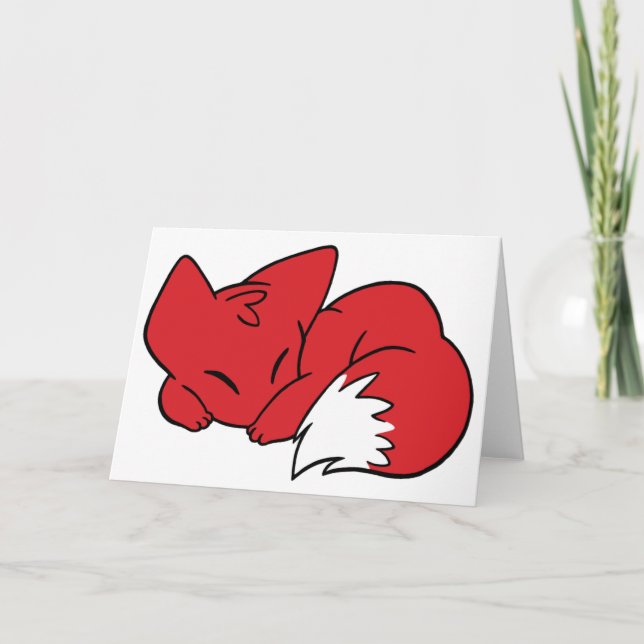 Curled Sleeping Fox Card (Front)