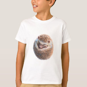 Curled Sleeping Hedgehog Illustration Kids T-Shirt