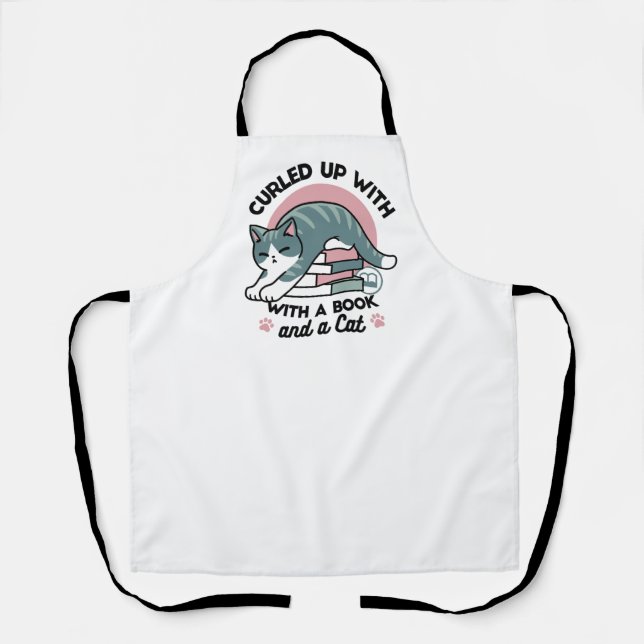 Curled Up with a Book and a Cat - Cosy Cat Reading Apron (Front)