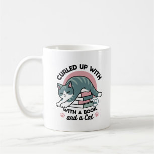Curled Up with a Book and a Cat - Cosy Cat Reading Coffee Mug