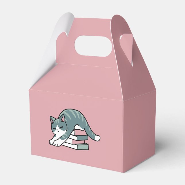 Curled Up with a Book and a Cat - Cosy Cat Reading Favour Box (Front Side)