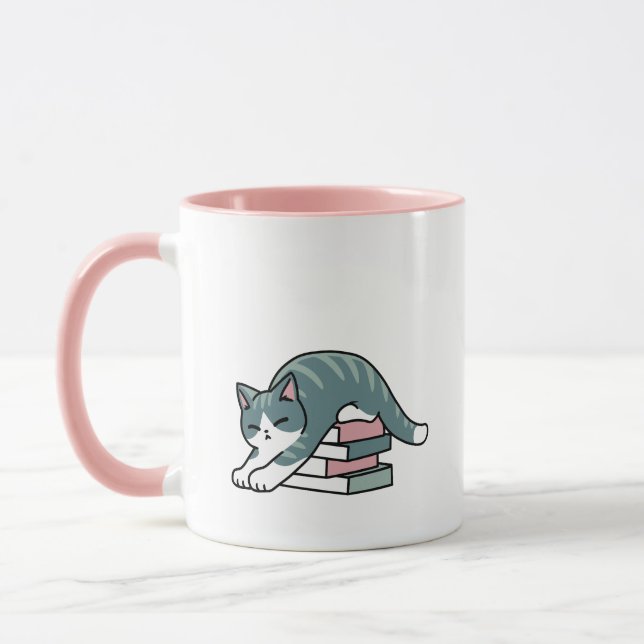 Curled Up with a Book and a Cat - Cosy Cat Reading Mug (Left)