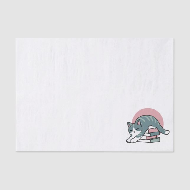 Curled Up with a Book and a Cat - Cosy Cat Reading Tissue Paper (Front)