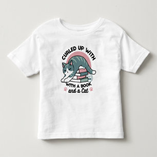 Curled Up with a Book and a Cat - Cosy Cat Reading Toddler T-Shirt