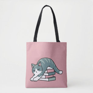 Curled Up with a Book and a Cat - Cosy Cat Reading Tote Bag