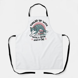 Curled Up with a Book and a Cat - Cozy Cat Reading Apron