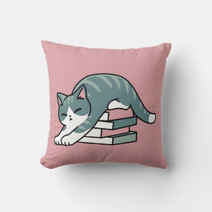 Curled Up with a Book and a Cat - Cozy Cat Reading Cushion