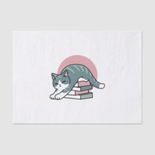 Curled Up with a Book and a Cat - Cozy Cat Reading Tissue Paper