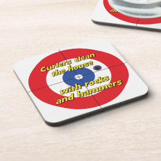 "Curlers clean the house..." Coasters - (Red)