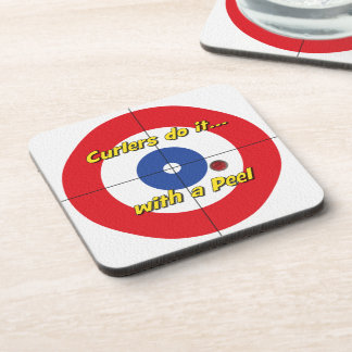 "Curlers do it with a Peel" Coasters - (Red)