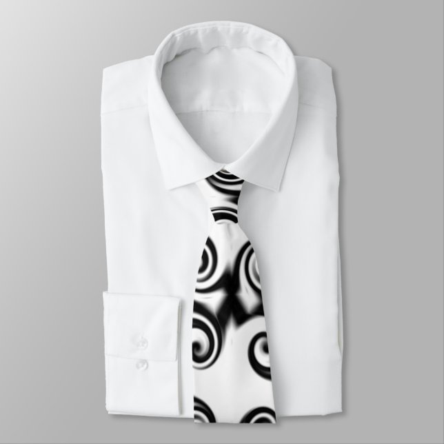 Curlicue Pentagon Black On White Tie (Tied)