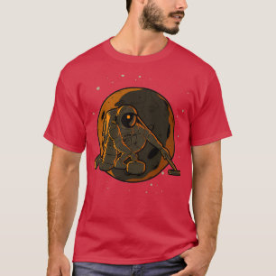 Curling Astronaut Outer Space Spaceman T-Shirt