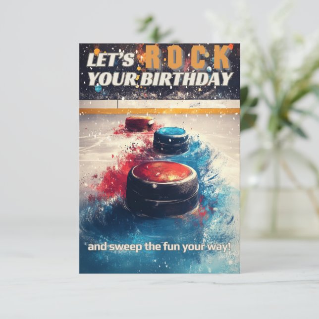 Curling Birthday Card (Standing Front)