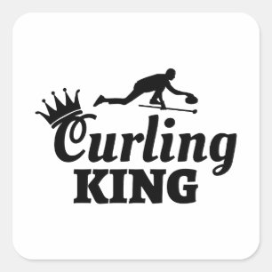 Curling Boy Birthday Winter Ice Sport Curler Square Sticker