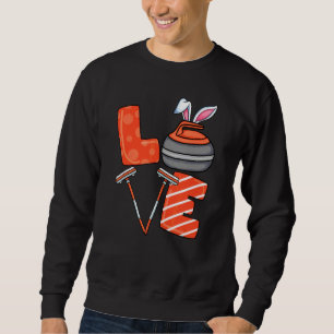 Curling Broom Bunny Ear Winter Ice Sports Curling Sweatshirt