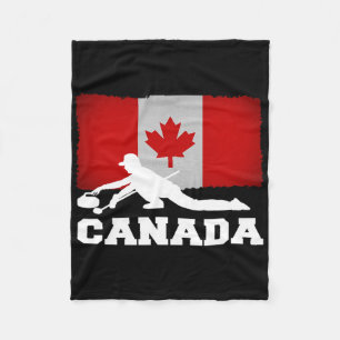 Curling Canada Flag Pride Vacation Travel Canadian Fleece Blanket