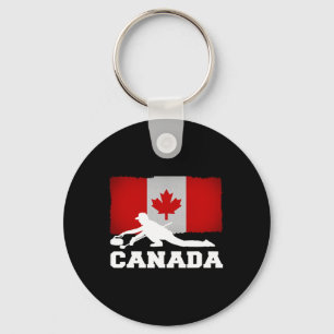 Curling Canada Flag Pride Vacation Travel Canadian Key Ring