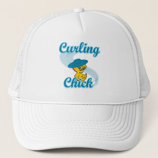 Curling Chick #3 Trucker Hat (Front)