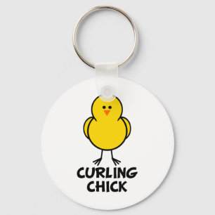 Curling Chick Key Ring