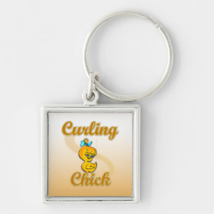 Curling Chick Key Ring