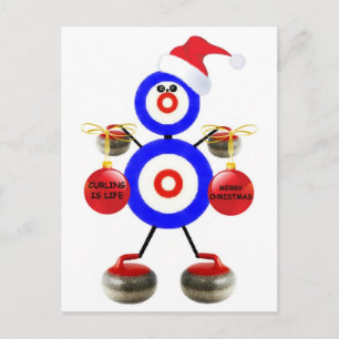 Curling Christmas Holiday Postcard