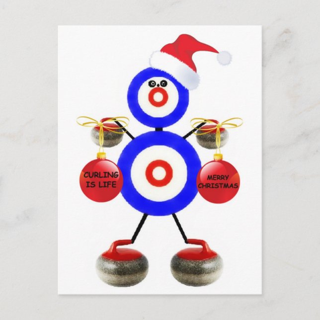 Curling Christmas Holiday Postcard (Front)