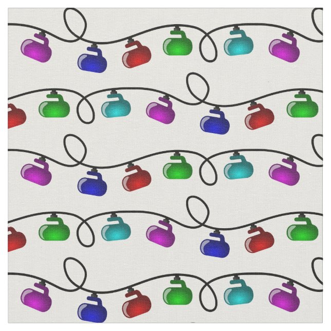 Curling Christmas Lights Fabric - White (Close Up)