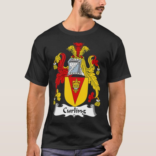 Curling Coat of Arms  Family Crest T-Shirt (Front)