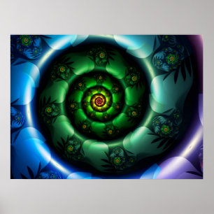 Curling Coloured Seashell Poster