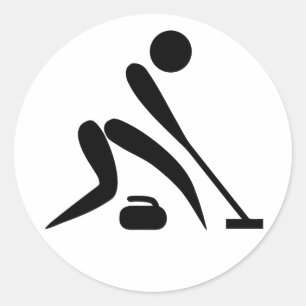 Curling Curler Stone Rock Broom Classic Round Sticker