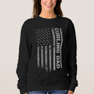 Curling Dad America Us Flag Patriot Vintage Sweatshirt