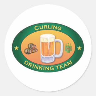 Curling Drinking Team Classic Round Sticker