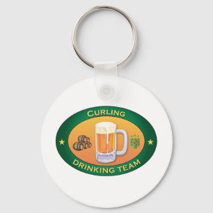 Curling Drinking Team Key Ring