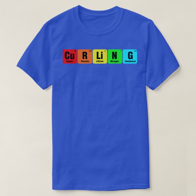Curling Elementary Periodic Table Funny Curling T-Shirt (Design Front)