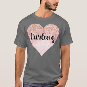 Curling girl gifts glitter heart T-Shirt