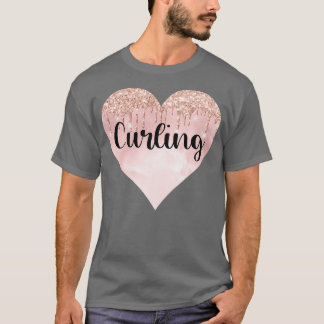 Curling girl gifts glitter heart T-Shirt