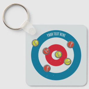 curling House and curling stones top view Key Ring