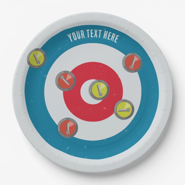 curling House and curling stones top view Paper Plate (Front)