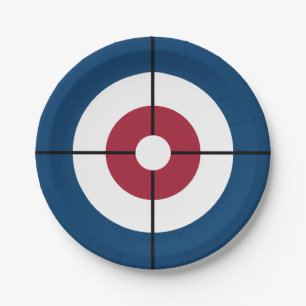 Curling House Paper Plate - Red/Blue