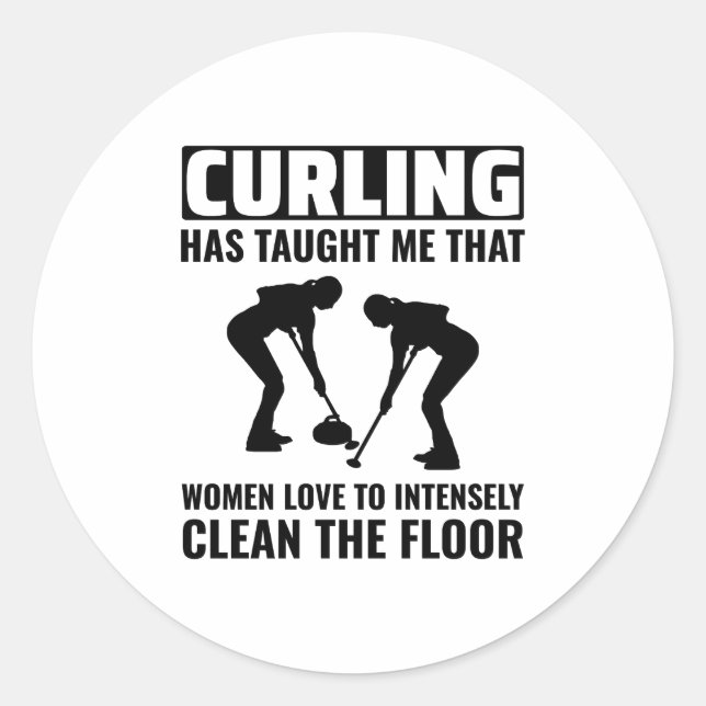 Curling Ice sport Stone Broom Classic Round Sticker (Front)