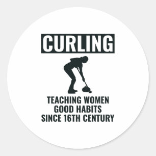 Curling Ice sport Stone Broom Classic Round Sticker