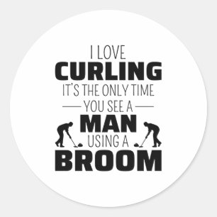 Curling Ice sport Stone Broom Classic Round Sticker